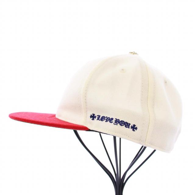【中古】クロムハーツ CHROME HEARTS VINYHEART BASEBALLCAP ベースボールキャップ 野球帽 クロス 59.6cm 赤 白