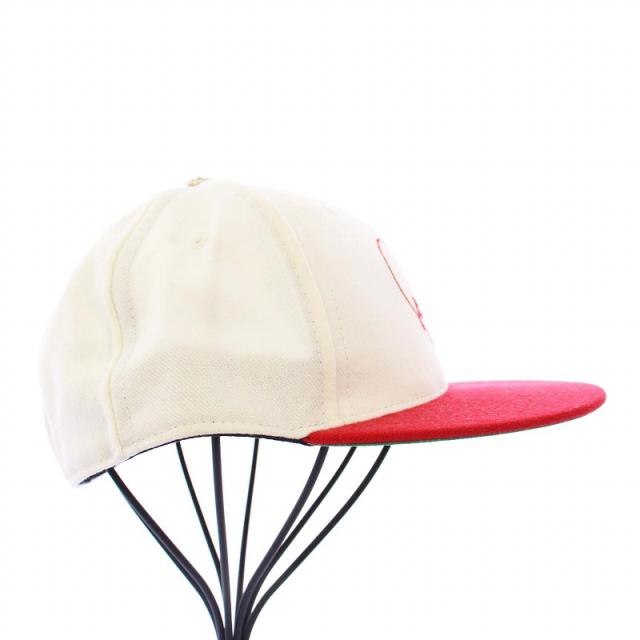 【中古】クロムハーツ CHROME HEARTS VINYHEART BASEBALLCAP ベースボールキャップ 野球帽 クロス 59.6cm 赤 白