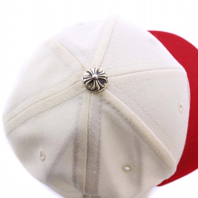【中古】クロムハーツ CHROME HEARTS VINYHEART BASEBALLCAP ベースボールキャップ 野球帽 クロス 59.6cm 赤 白