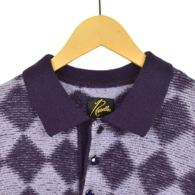Needles / 23SS/Polo Sweater/ニットポロシャツ/半袖/セーター/L/和紙/BLK/総柄/MR323// needles ポロシャツ セーター Needles◇23SS/Polo Sweater/ニット