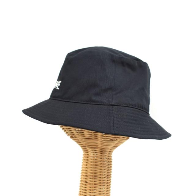 中古】セリーヌ CELINE バケットハット ロゴ刺? 帽子 L 黒 ブラック