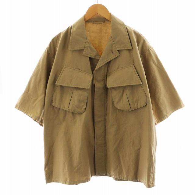 【中古】ブラームスルーツストック シャツ 半袖 コットン 麻 リネン混 3 ベージュ bROOTS22S001ISN