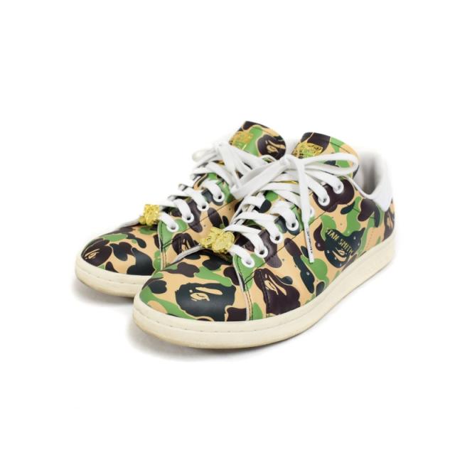 【中古】adidas originals × A BATHING APE STAN SMITH ABC CAMO スタンスミス スニーカー カモフラ 25.5cm IG8949