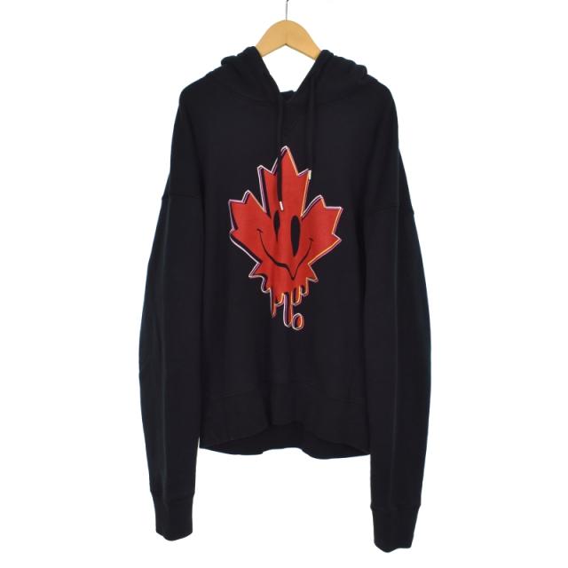 【中古】ディースクエアード DSQUARED2 19AW パーカー フーディー プリント M 黒 ブラック S74GU0336 メンズ