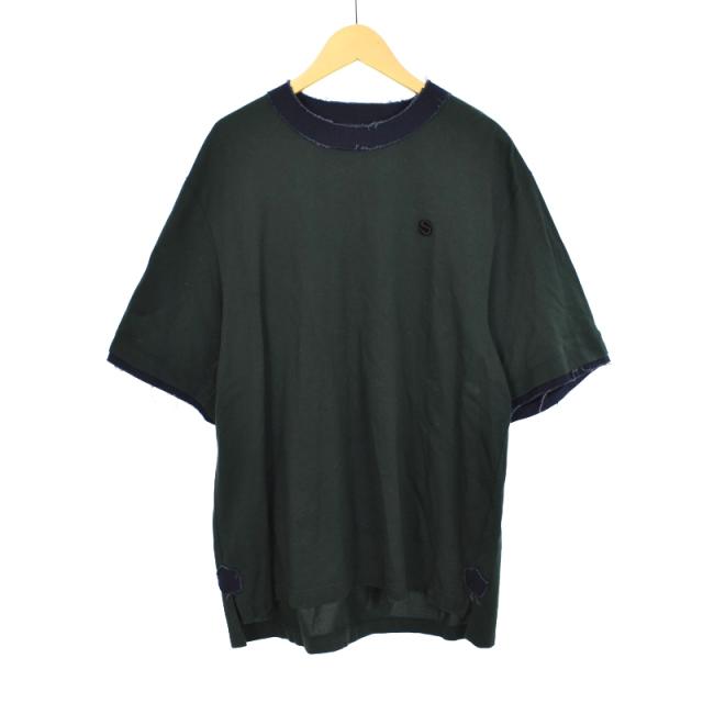 【中古】サカイ sacai 22SS Tシャツ カットソー 半袖 Sロゴ ジップ 2 緑 グリーン 22-02739M メンズ