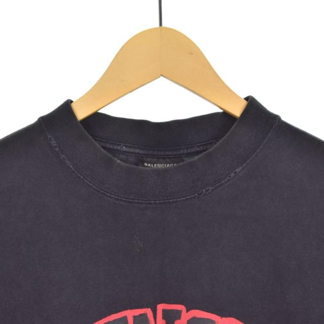 【中古】バレンシアガ BALENCIAGA 23SS カレッジプリント ミディアムフィット Tシャツ 半袖 ダメージ加工 XS 739784_4
