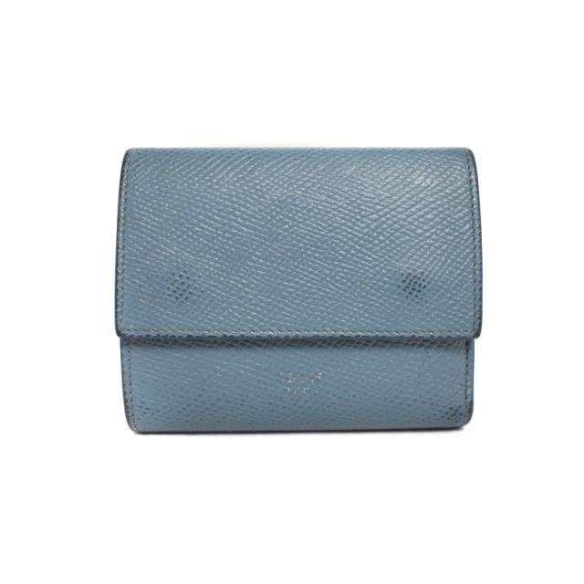 【中古】セリーヌ CELINE スモールトリフォールドウォレット 二つ折り財布 青 ブルー 10B573BEL ☆AA★ レディース
