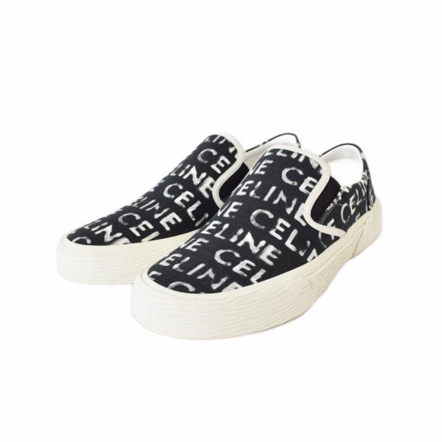 【中古】セリーヌ CELINE ELLIOT エリオット スリッポン ロゴ 40 黒 ブラック ☆AA★