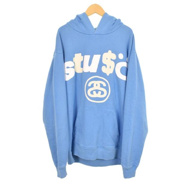 【中古】ステューシー STUSSY カクタスプラントフリーマーケット CPFM 8ボール パーカー フーディー プリント L 水色