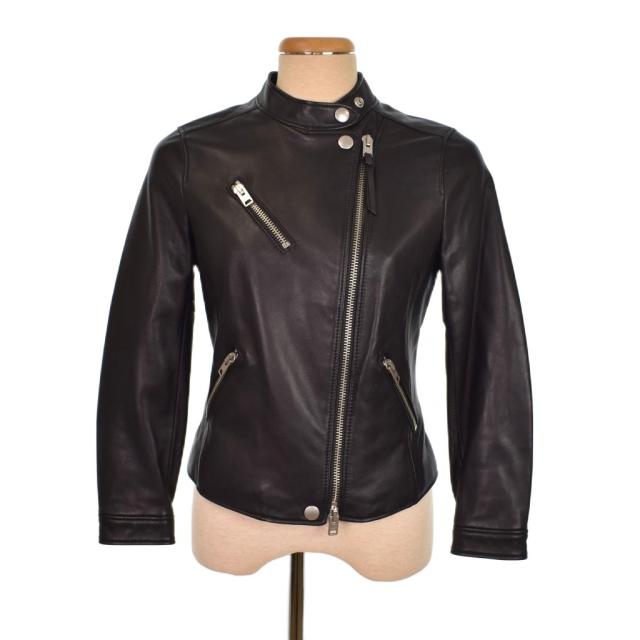 【中古】コーチ COACH ダブル ライダースジャケット レザージャケット 羊革 XSP 黒 ブラック F33830 ☆AA★