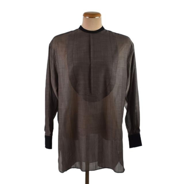 【中古】ハイク HYKE 21SS W/P VOILE BIB FRONT SHIRT 長袖 2 グレー 211-15129 008 レディース