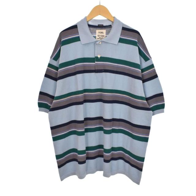 【中古】未使用品 ナナミカ nanamica Stripe Polo Sweater ストライプ ポロシャツ 半袖 ボーダー M 水色 SUHS413