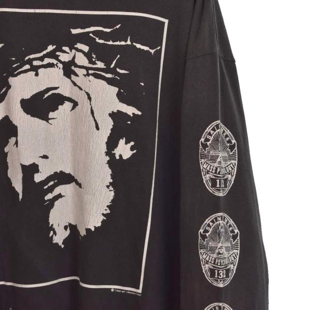 【中古】セントマイケル LOVE SAINT LS TEE Tシャツ 長袖 ロンT プリント ダメージ加工 L グレー SM-HR8-0000-033 中古】セントマイケル LOVE SAINT LS TEE Tシャツ 長袖 ロンT プリント