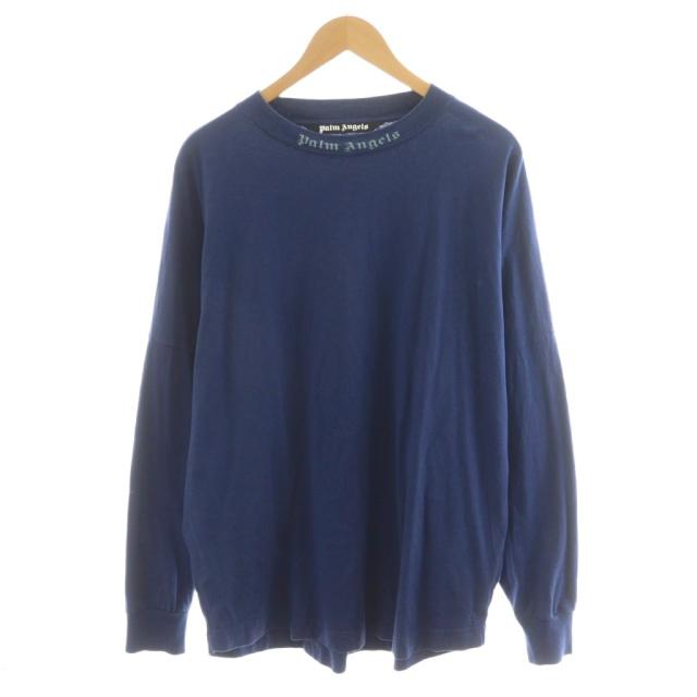 【中古】パームエンジェルス PALM ANGELS Tシャツ カットソー 長袖 ロゴ L 紺 ネイビー PMAB001S22JER001