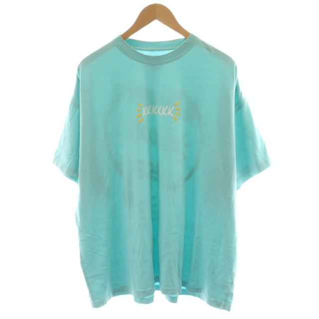 【中古】KKKKKK Tシャツ カットソー 半袖 ロゴ プリント 3 水色 ライトブルー /AN26 メンズ