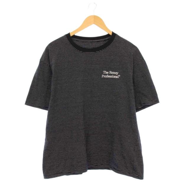 【中古】ザエンノイプロフェッショナル ボーダーTシャツ カットソー 半袖 M 黒 SS22BRENCT05AM /KH メンズ