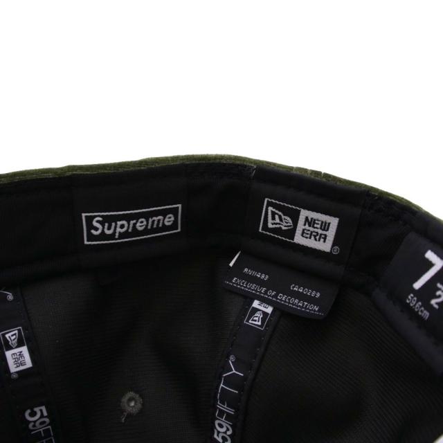 【中古】シュプリーム ニューエラ 22SS ベロアボックスロゴ ベースボールキャップ 野球帽 59.6cm カーキ /KH メンズ