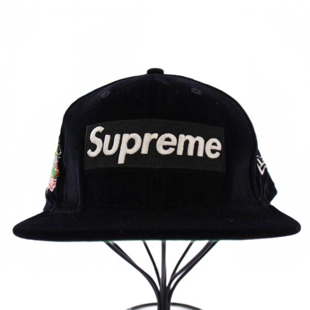 【中古】シュプリーム ニューエラ 22SS Velour Box Logo ベロア ボックスロゴ ベースボールキャップ 野球帽 59.6cm 黒
