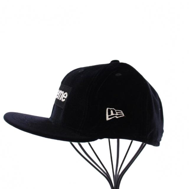 【中古】シュプリーム ニューエラ 22SS Velour Box Logo ベロア ボックスロゴ ベースボールキャップ 野球帽 59.6cm 黒