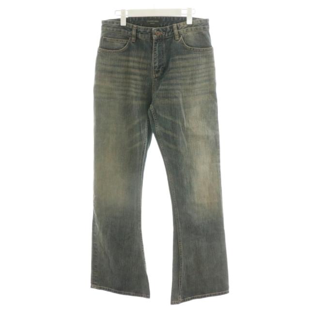 【中古】バレンシアガ 23AW デニムパンツ ジーンズ ジーパン ジッパーフライ ウォッシュド加工 M 青 751089