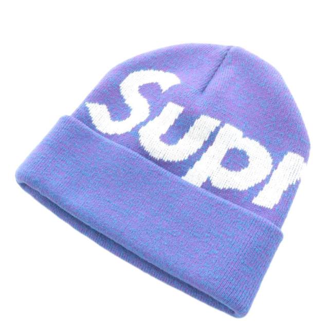 【中古】シュプリーム SUPREME 21FW ビッグロゴビーニー Big Logo Beanie ニット帽 ニットキャップ 帽子 紫 白