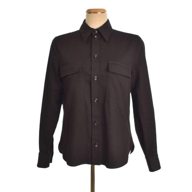【中古】ボッテガヴェネタ BOTTEGA VENETA ユニフォーム シャツ 長袖 36 茶 ブラウン 656224 ☆AA★ レディース
