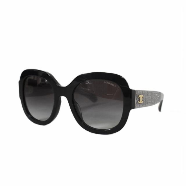 【中古】シャネル CHANEL サングラス アイウェア クリア ココマーク セルフレーム 53□21 140 黒 ブラック 5433-A