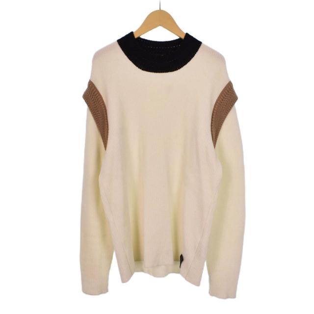 【中古】フェンディ FENDI ニット セーター 長袖 ウール 48 白 ホワイト FZY110 ADU7 ☆AA★ メンズ