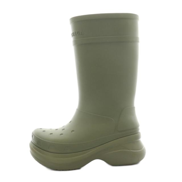 【中古】バレンシアガ × クロックス 22SS Clog Boot 2.0 Army Green クロッグブーツ ロングブーツ 45 カーキ 677384