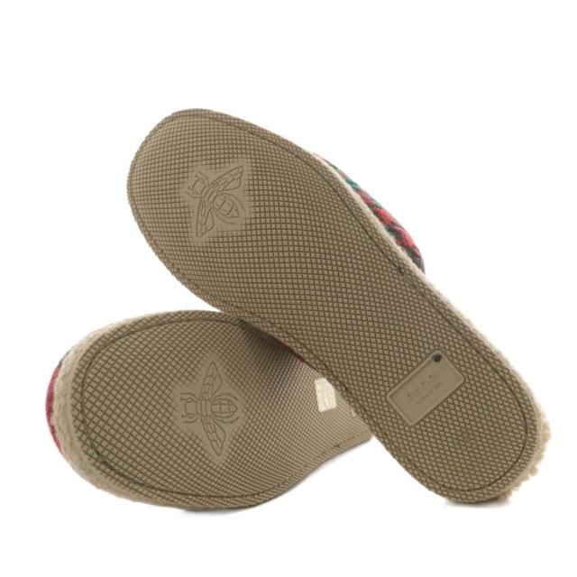 中古】グッチ サンダル スリッポン ハウンドトゥース ツイード ホース