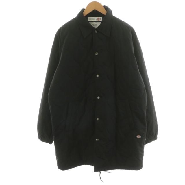 【中古】ディッキーズ × エムエフシーストア キルティングジャケット 中綿コーチジャケット ロゴ ナイロン L 黒