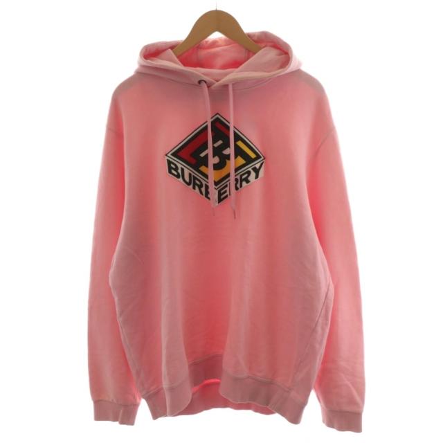 【中古】バーバリー BURBERRY リカルドティッシ期 TB エンブロイダリー パーカー プルオーバー ビッグロゴ XXL ピンク