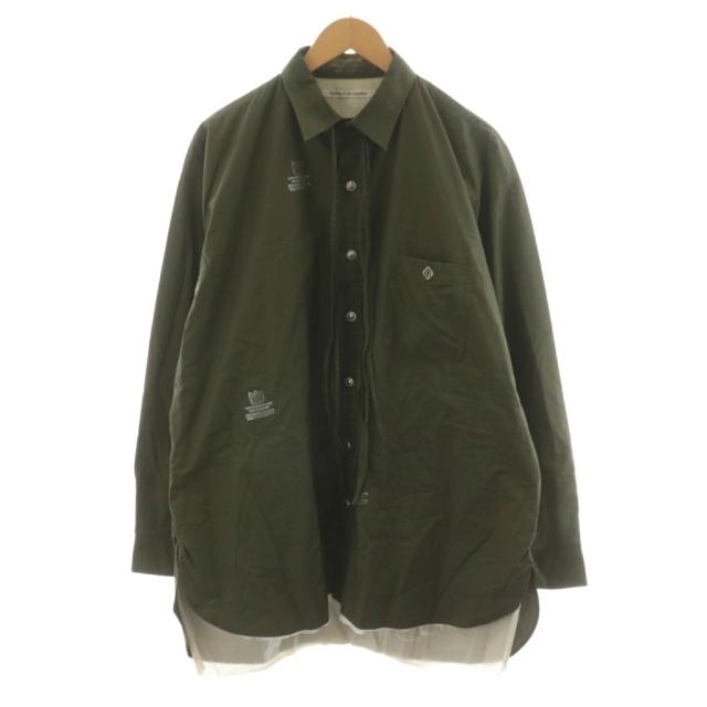 【中古】チルドレン オブ ザ ディスコーダンス オーバーサイズ スタンプドシャツ 長袖 ロゴ 2 カーキ COTDSH-128