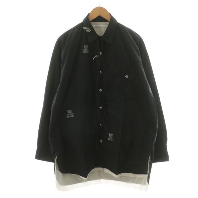 【中古】未使用品 チルドレン オブ ザ ディスコーダンス オーバーサイズ スタンプドシャツ 長袖 ロゴ 2 黒