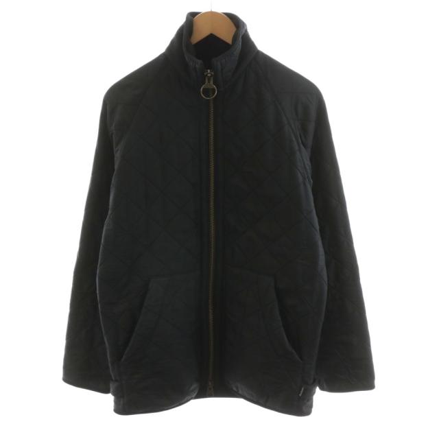 【中古】バブアー Barbour キルティングジャケット ロゴ ナイロン アウター XS 黒 ブラック 06AW51