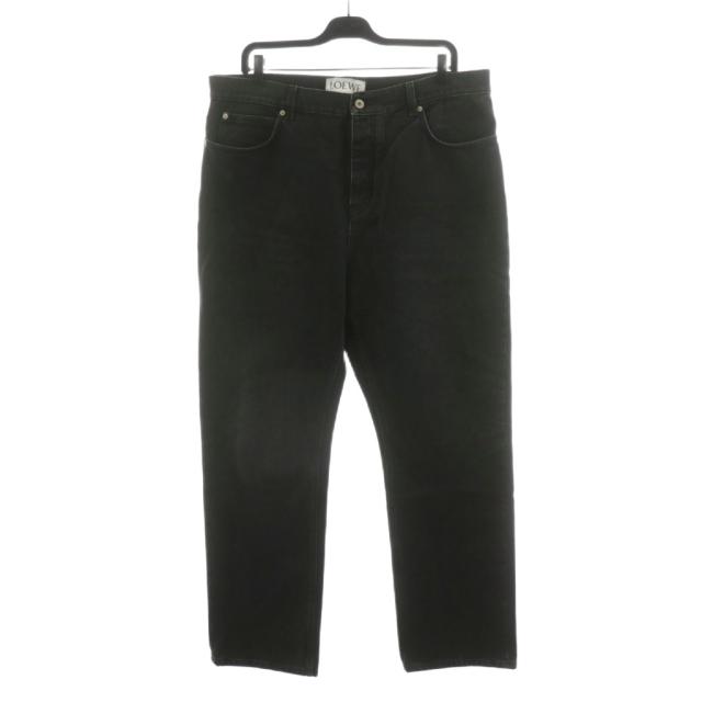 【中古】ロエベ LOEWE ストレートレッグジーンズ デニムパンツ ジーパン Gパン ボタンフライ 56 黒