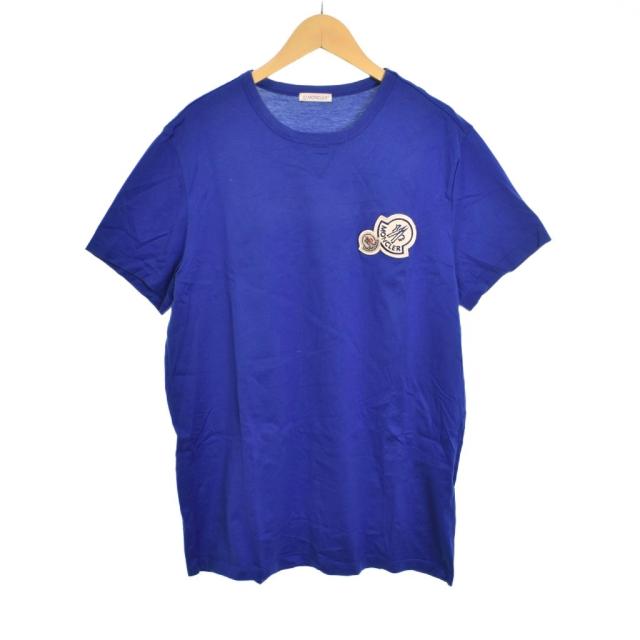 【中古】モンクレール MONCLER MAGLIA T-SHIRT 半袖 ロゴ ワッペン L 青 ブルー E20918032500 8390Y メンズ