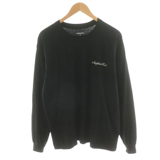 【中古】ネイバーフッド NEIGHBORHOOD Tシャツ カットソー 長袖 フロントプリント ロンT M 黒 ブラック