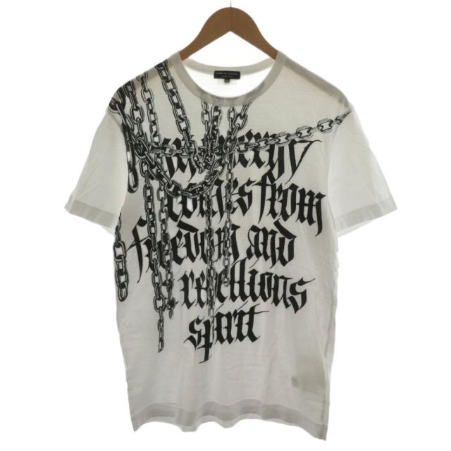 【中古】コムデギャルソンオムプリュス AD2019 19AW ゴス期 MIKITYPE Tシャツ カットソー 半袖 ロゴ チェーン M 白 黒