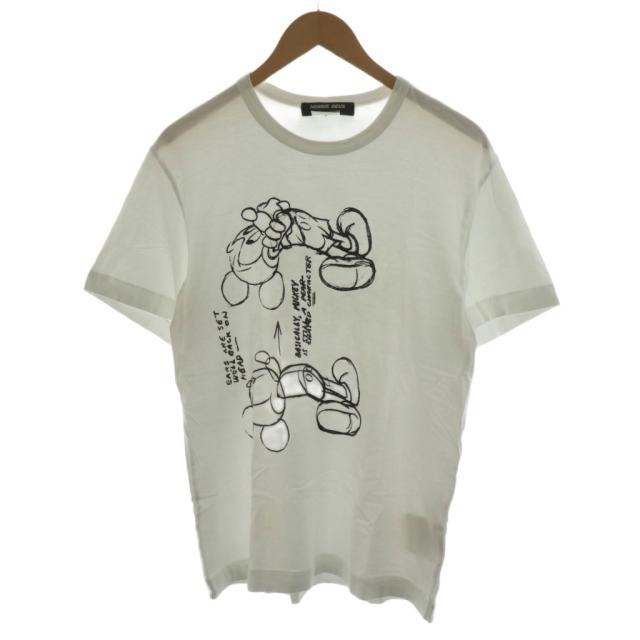 【中古】コムデギャルソンオムドゥ AD2020 ミッキーマウス Tシャツ カットソー 半袖 M 白 ホワイト 黒
