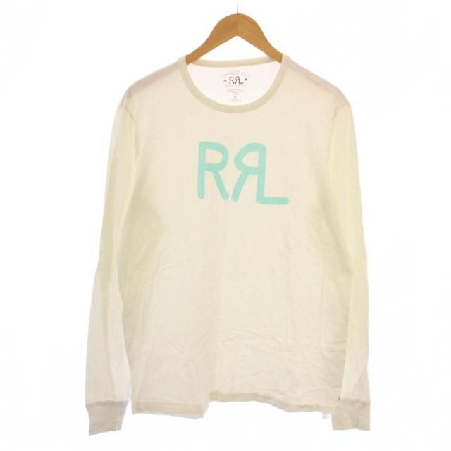 【中古】ダブルアールエル RRL RALPH LAUREN Tシャツ カットソー 長袖 クルーネック プリント M 白 メンズ