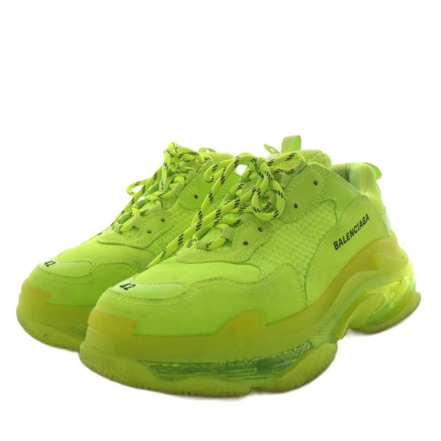 【中古】バレンシアガ BALENCIAGA トリプルエス TRIPLE S スニーカー シューズ ロゴ 27.5cm 黄緑 /AN37 メンズ