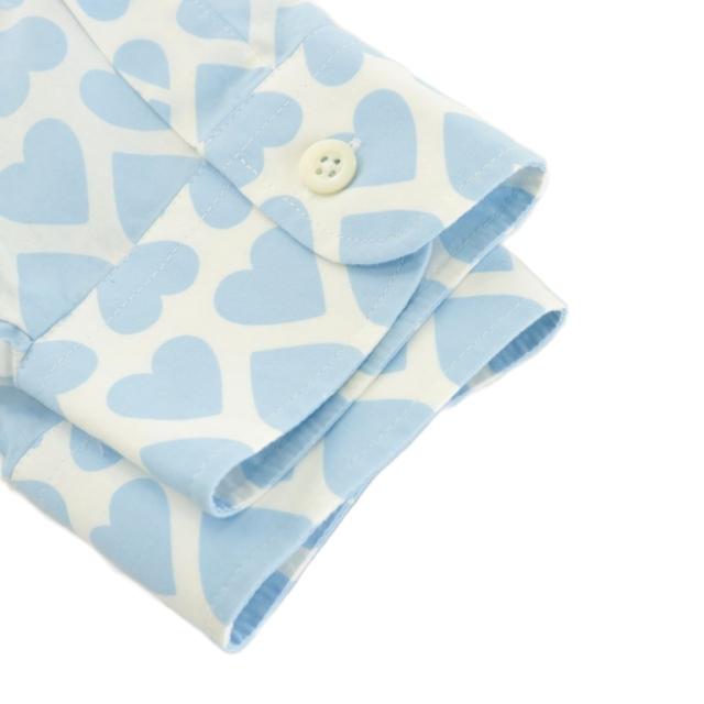 【中古】アミ アレクサンドル マテュッシ ami alexandre mattiussi シャツ 長袖 ハート柄 コットン S 水色 白 中古】アミ アレクサンドル マテュッシ ami alexandre mattiussi