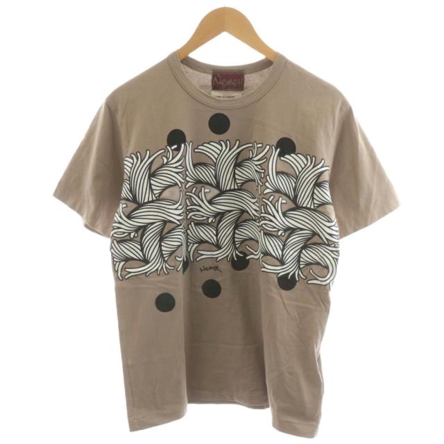 【中古】コムデギャルソン COMME des GARCONS × ネメス Nemeth AD2024 Tシャツ カットソー 半袖 プリント L ベージュ