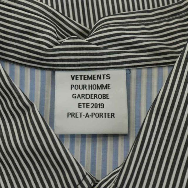 【中古】ヴェトモン ベトモン オーバーサイズストライプ シャツ 長袖 ストライプ柄 ロゴ XL グレー 白 水色 MSS196058 中古】ヴェトモン ベトモン オーバーサイズストライプ シャツ 長袖