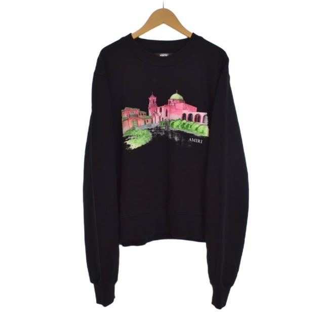 【中古】アミリ AMIRI Church Printed Cotton Sweatshirt スウェット トレーナー プルオーバー プリント S ブラック