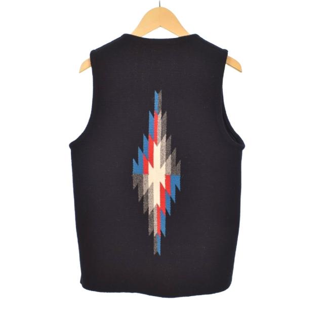 【中古】オルテガ ORTEGA'S SQUARE FRONT VEST スクエアフロント チマヨベスト くるみボタン ウール 34 黒 ブラック_1