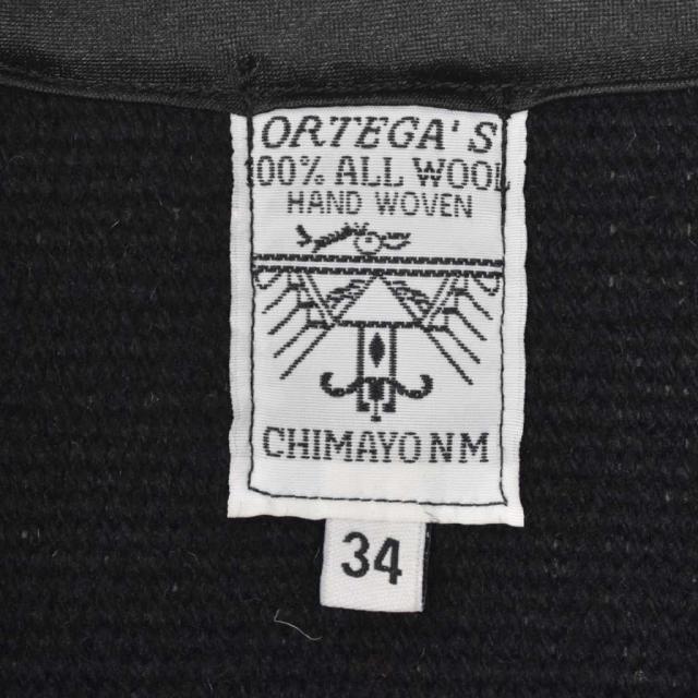 【中古】オルテガ ORTEGA'S SQUARE FRONT VEST スクエアフロント チマヨベスト くるみボタン ウール 34 黒 ブラック_2