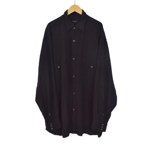 【中古】コモリ COMOLI 25SS レーヨン ウエスタンシャツ 長袖 3 黒 ブラック B01-02003 メンズ