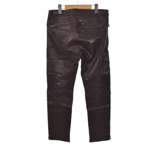 【中古】バレンシアガ BALENCIAGA レザーバイカーパンツ ゴートレザー 48 黒 ブラック 438675 メンズ_1